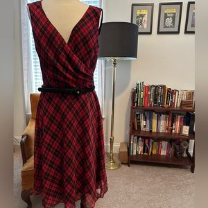 Lauren Ralph Lauren Black and Red Plaid Dress 10